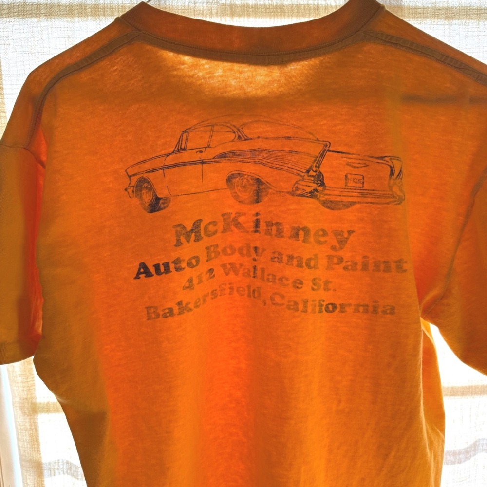 Vintage Single Stitch Mens Yellow 1957 Chevrolet Bel Air T Shirt Soft Thin